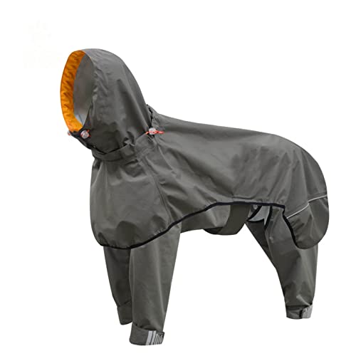 JUSHZ Regenmantel Hund Wasserdicht Regenjacke Hunderegenmantel Hunderegenjacke Regenmantel Große Hunde Mit Beinen Haustier-Regenmantel Kapuze Verstellbarer Reserviertes Zugseilloch (L,Grey) von JUSHZ