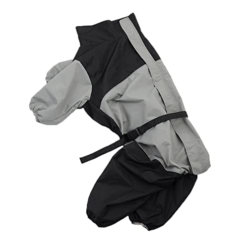 JUSHZ Regenmantel Hund Wasserdicht Regenjacke Hunderegenmantel Hunderegenjacke Regenmantel Kapuze Klein Große Mit Beinen Hunderollkragenjacke Regencape Kleidung Für Haustiere (L,Grey) von JUSHZ