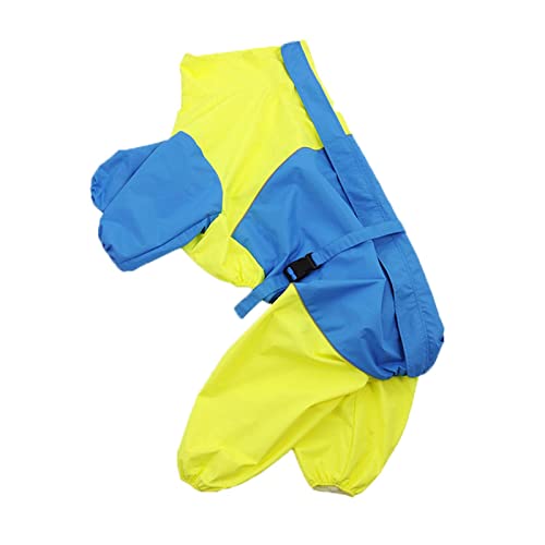 JUSHZ Regenmantel Hund Wasserdicht Regenjacke Hunderegenmantel Hunderegenjacke Regenmantel Kapuze Klein Große Mit Beinen Hunderollkragenjacke Regencape Kleidung Für Haustiere (M,Yellow) von JUSHZ