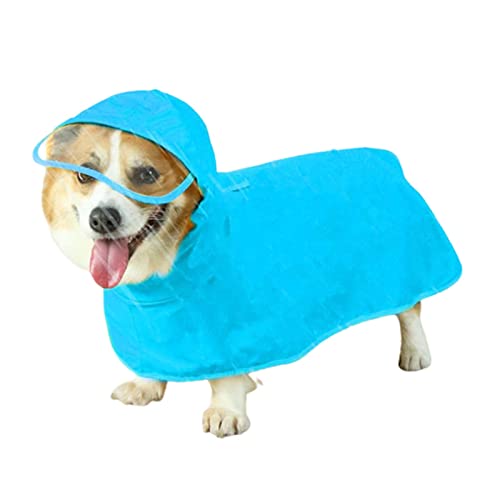 JUSHZ Regenmantel Hund Wasserdicht Regenjacke Hunderegenmantel Hunderegenjacke Regenmantel Klein Kapuze 4 Beinen Katzen-Regencape Krempe Loch Für Die Leinenleine des Haustierumhangs (3XL,Blue) von JUSHZ