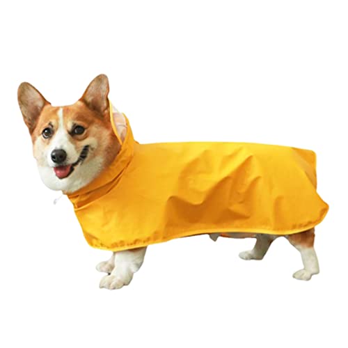 JUSHZ Regenmantel Hund Wasserdicht Regenjacke Hunderegenmantel Hunderegenjacke Regenmantel Klein Kapuze 4 Beinen Katzen-Regencape Krempe Loch Für Die Leinenleine des Haustierumhangs (5XL,Yellow) von JUSHZ