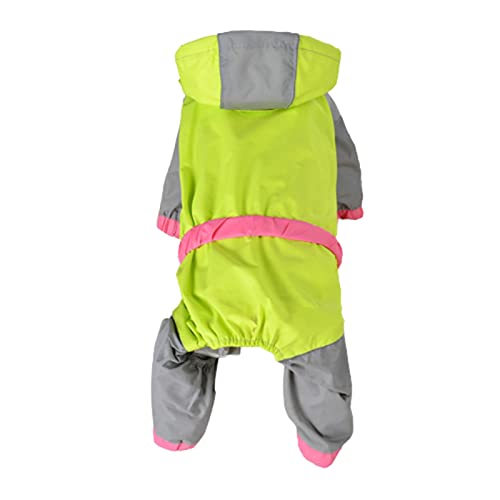 JUSHZ Regenmantel Hund Wasserdicht Regenjacke Hunderegenmantel Hunderegenjacke Regenmantel Klein Kapuze Mit Beinen Bauchschutz Haustierkleidung Fluoreszenz Sommer Einfach Zu Säubern (12,Green) von JUSHZ