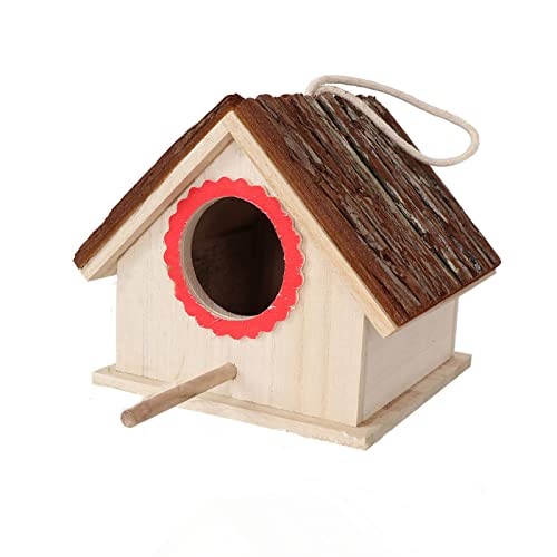 Vogelhäuser Vogelkäfige Dekorative Vogelhaus Futterhaus Kauig Modern Wildvogelbedarf Garten Rinde Vogelnest Holz Garten Balkon Dekoration Wandbehänge (16 x 16 x 16 cm) von JUSHZ