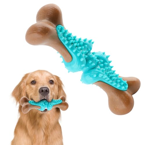 JUSTYEZI Kauspielzeug für große Hunde, Gummiknochen Hundespielzeug für aggressive Kauer große Rassen, Zahnen Kauspielzeug mittelgroße Hunde, interaktive Zahngesundheitshilfe, unterstützt gesundes von JUSTYEZI