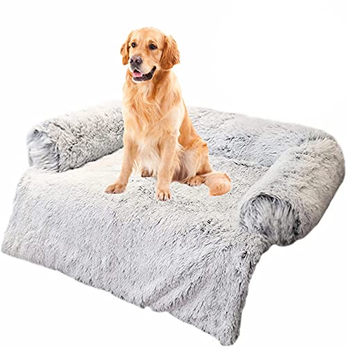 Hundebett Flauschige Indoor Hundedecke, Hundematte Couch FüR Sofaschutz, Hundekissen flauschig Katzendecke, Softe PlüSch Zwinger, Hundeliege Waschbar Warmes Katzenbett Grosse HundehüTte (L, Weiß) von JUZIPS