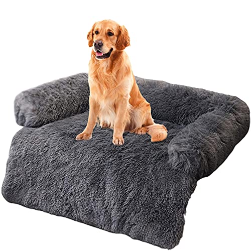 Hundebett Flauschige Indoor Hundedecke, Hundematte Couch FüR Sofaschutz, Hundekissen flauschig Katzendecke, Softe PlüSch Zwinger, Hundeliege Waschbar Warmes Katzenbett Grosse HundehüTte (M, Schwarz) von JUZIPS