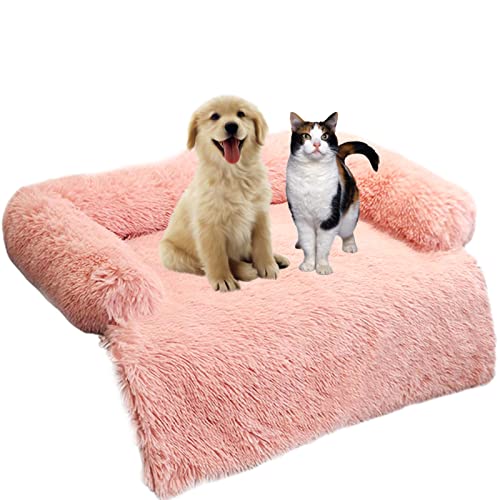 Hundebett Flauschige Waschbar PlüSch Hundebett Grosse Hunde Hundekorb Couch Mittelgroße Hunde Hundematte , Flauschig HundeköRbchen Katzenbett , Hundedecke Sofa Kleine Hund Hundekissen (L, Rosa) von JUZIPS