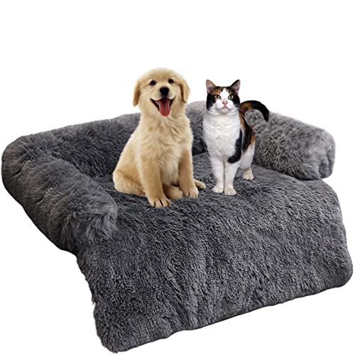 Hundebett Flauschige Waschbar PlüSch Hundebett Grosse Hunde Hundekorb Couch Mittelgroße Hunde Hundematte , Flauschig HundeköRbchen Katzenbett , Hundedecke Sofa Kleine Hund Hundekissen (L, Schwarz) von JUZIPS