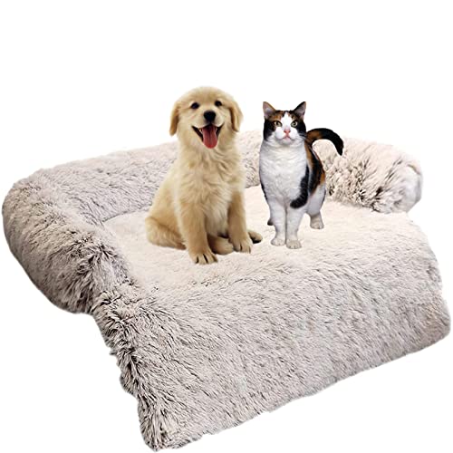 Hundebett Flauschige Waschbar PlüSch Hundebett Grosse Hunde Hundekorb Couch Mittelgroße Hunde Hundematte , Flauschig HundeköRbchen Katzenbett , Hundedecke Sofa Kleine Hund Hundekissen (M, Braun) von JUZIPS