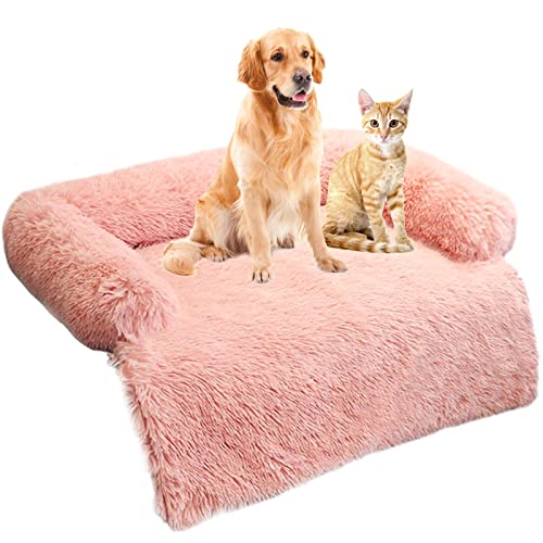 Hundebett Plüsch Hundekörbchen, Flauschig Hundebetten Waschbar Hundedecke Flauschige Katzenbett Warmes Hundekorb mit Abnehmbar, Hundekissen Couch für Sofaschutz Hund und Kofferraumschutz (L, Rosa) von JUZIPS