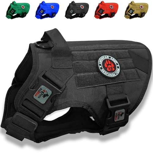 Taktisches Hundegeschirr (Dog Tactical Vest Harnesses) Wasserdichtes Hundegeschirr in Militärqualität für große Hunde, robustes Hundegeschirr (Schwarz, Large) von JVA Pro