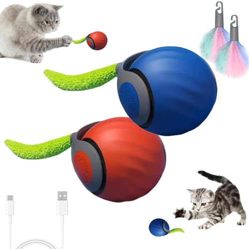 JVDJVD Speedy Tail 2.0, Speedy Tail Katzenspielzeug, interaktives Katzenspielzeug für Indoor-Katzen, intelligentes interaktives Katzenspielzeugbälle, selbstrollender intelligenter Katzenspielzeugball, von JVDJVD