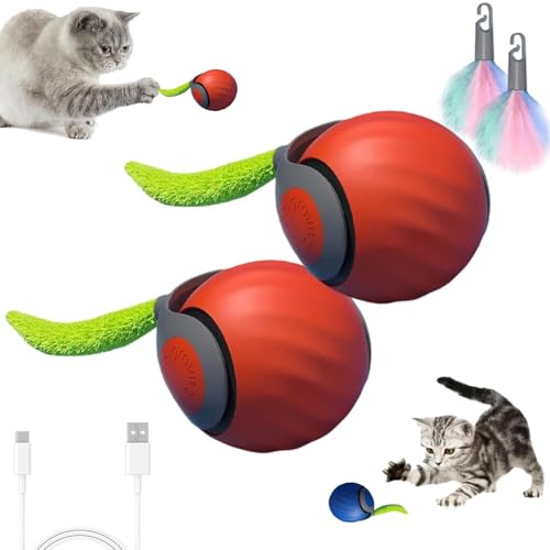 JVDJVD Speedy Tail 2.0, Speedy Tail Katzenspielzeug, interaktives Katzenspielzeug für Indoor-Katzen, intelligentes interaktives Katzenspielzeugbälle, selbstrollender intelligenter Katzenspielzeugball, von JVDJVD