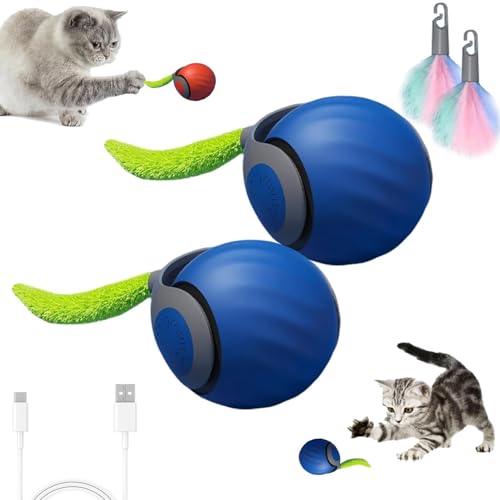 JVDJVD Speedy Tail 2.0, Speedy Tail Katzenspielzeug, interaktives Katzenspielzeug für Indoor-Katzen, intelligentes interaktives Katzenspielzeugbälle, selbstrollender intelligenter Katzenspielzeugball, von JVDJVD