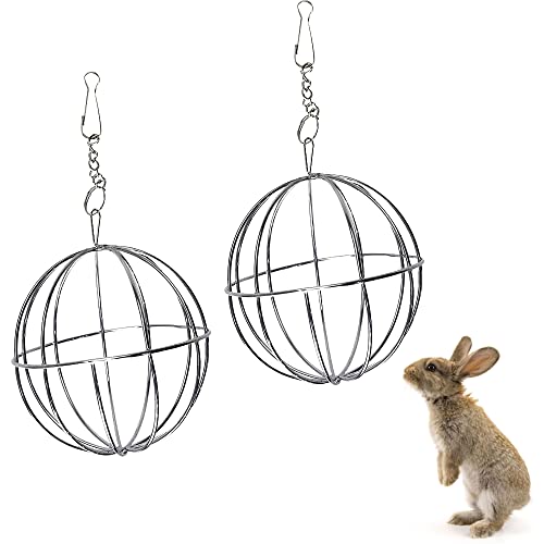 JVHLOV 2 Stück Edelstahl Feeder Ball, Nager Futterball, Feeder Spielzeug mit Hängenden Haken, für Fütterung von Kaninchen, Meerschweinchen, Chinchillas, Hamstern von JVHLOV