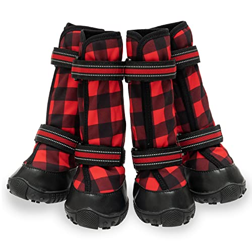 JVVGPET Hundestiefel für mittelgroße und große Hunde - Winter Warme Hundeschuhe für Spaziergänge Wandern Laufen - Wasserdicht Reflektierend Verstellbar Anti-Rutsch Regen Schnee Outdoor Hund Stiefel von JVVGPET