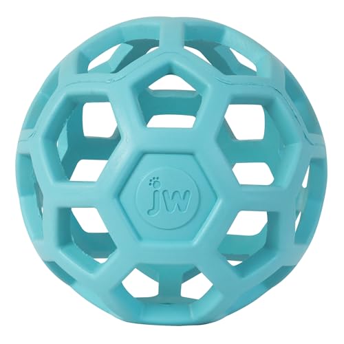 JW Pet HOL-ee Roller™, Hundespielzeug, Puzzleball, Naturkautschuk, Größe M (11,4 cm Durchmesser), Blau von JW Pet