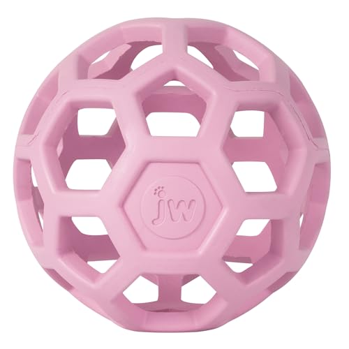 JW Pet HOL-ee Roller™, Hundespielzeug, Puzzleball, Naturkautschuk, Größe M (11,4 cm Durchmesser), Rosa von JW Pet