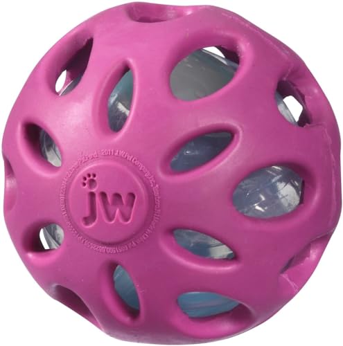 J.W. JW JW47015 Crackle Ball, Gummiball mit einem Kunststoff-Flaschenherz für Hunde, L von J.W.