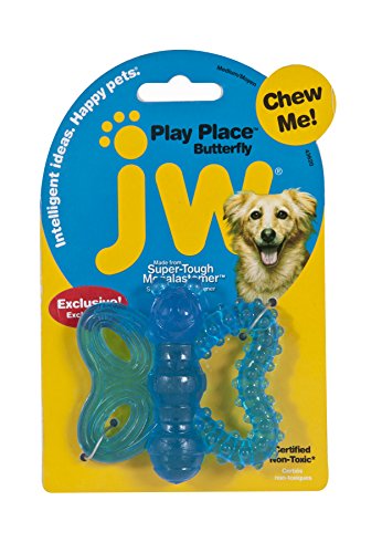 JW - Butterfly Puppy Teether - Kauspielzeug für Welpen - Ideal, um Ihren Welpen zu beschäftigen, wenn Sie nicht zu Hause sind - Apportierspielzeug - Einheitsgröße - Größe 7.5 x 1.75 x 5.25 cm von JW