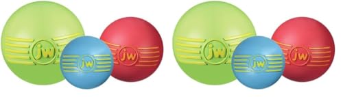 JW JW43031 Isqueak Ball, Quietschen Dicker Gummiball für Hunde, M (Packung mit 2) von JW