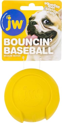 JW JW440036 Isqueak Boucin'Baseball, Quietschen Dicker Gummibaseball für Hunde, M von JW