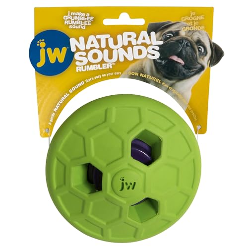 JW - Natural Sounds Rumbler - Kauspielzeug für Hunde - Soundspielzeug für Hunde - Wackelt und rollt - Robuster Gummi - Stimuliert die Aktivität Allein - Einheitsgröße von JW