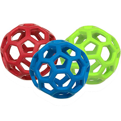 JW Pet HOLEE Roller Ball Dog Chew Treat Fetch Bouncy Toy MEDIUM 5 inch Bundle 3 von JW