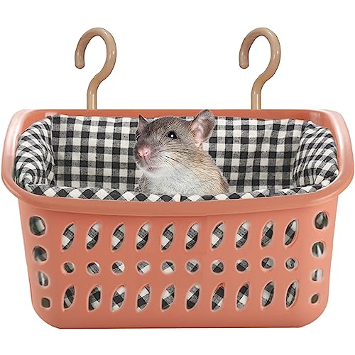 JWShang Rattenhängematte für Käfig kaufest, Ratten warmes Bett, Kleintiere Hängematte, Rattenkäfig Zubehör für Kleintiere Ratten, Maus, Meerschweinchen, Chinchilla, Zuckergleiter (klein, Rosa) von JWShang