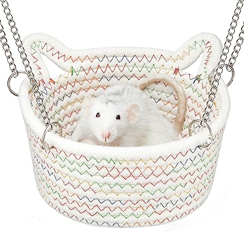 JWShang Rattenhängematte für Käfig kaufest, gewebter Korb Rattenhängematte, Rattenkäfigzubehör, Rattenkuscheln Schlafbett Versteck für Kleintiere Maus, Hamster, Chinchilla, Zuckergleiter von JWShang