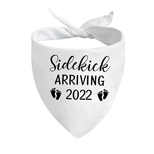 JXGZSO 1 Stück Schwangerschaftsankündigung Hund Bandana Sidekick Ankunft 2022 Hundehalstuch (Sidekick Anriving White) von JXGZSO