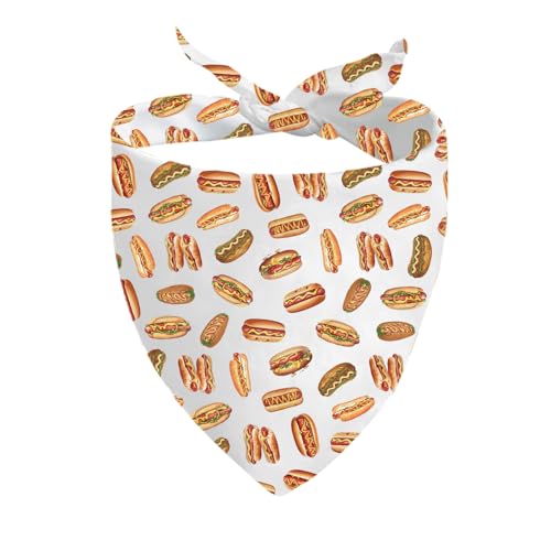 JXGZSO Hot-Dog- und Burger-Sommer-Hundehalstuch, Fast-Food-Grillen, BBQ-Bandana für Hunde (Hot Dog-Bandana) von JXGZSO