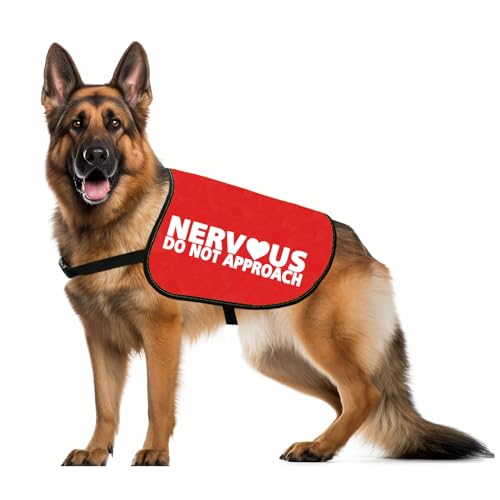 JXGZSO Nervous Do Not Approach Hundejacke Weste Nervous Rescue Space Hundeweste Hund Gassi Gehen Slogan Warnweste (Nervous Approach M) von JXGZSO