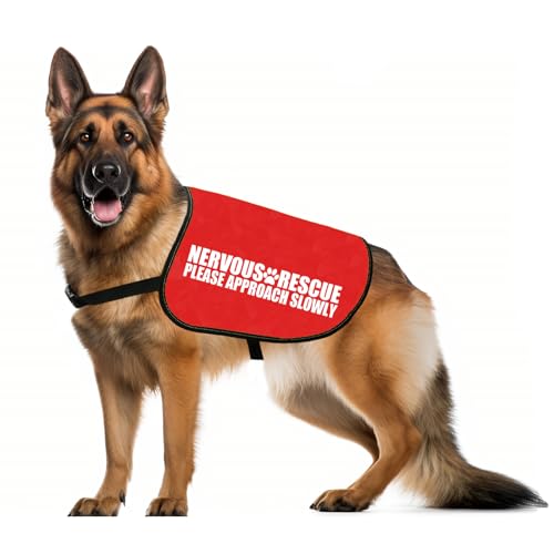 JXGZSO Nervous Rescue Space Hundeweste Nervous Rescue Please Approach Slowly Hundejacke Weste Hund Spaziergang Slogan Warnweste (Nervous Slowly L) von JXGZSO
