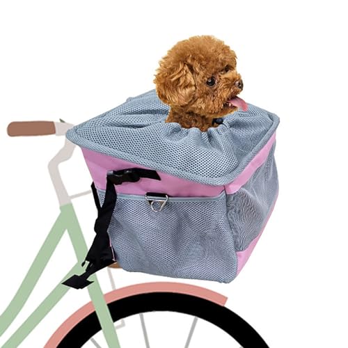 Hundekorb Fahrrad, Fahrrad Hundekorb, mit 4 Netzfenstern für Welpen und Kleine Haustiere Bis zu 7Kg(Color:Pink) von JXYQZD