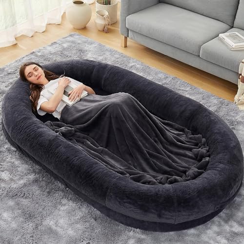 JXYQZD Große Hundebetten mit Decke und Kissen – Hundebett für Erwachsene, Abnehmbares Großes Hundebett in Menschengröße Aus Memory-Schaum, für Familien(Negro,65x39x10 in) von JXYQZD