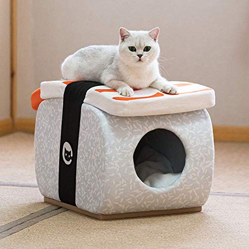 Kreatives Sushi Katzenhund/Kleines Hund Haustierzelt Höhlenbett 2 In 1 Katzenzelt/Katzenbett Haus Mit Abnehmbarem Und Waschbarem Kissen Kissen-Mikrofaser Indoor Outdoor Haustierbett von JXYXI