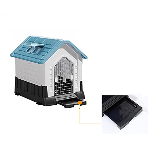 Garden Large Pet Dog House mit Pinkelschale, Outdoor-Zwinger mit Oberlicht, wetterfestes Starkes Kunststoff-Schutzhaus, Grün (Blau) von JYCCH