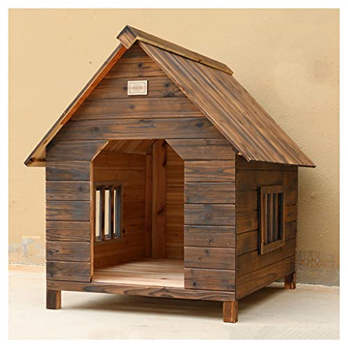 Garten-Hundehütte aus Holz für den Außenbereich, leicht zu reinigende Hundehütte aus Holz mit abnehmbarem Boden, verkohlte Hundehütte, Hundehütte, Haustierhaus, Villa, B, 22,04 × 1 von JYCCH