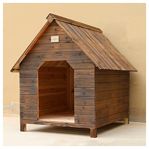 Garten-Hundehütte aus Holz für den Außenbereich, leicht zu reinigende Hundehütte aus Holz mit abnehmbarem Boden, verkohlte Hundehütte, Hundehütte, Haustierhütte Villa,B,22.04×17.71 von JYCCH