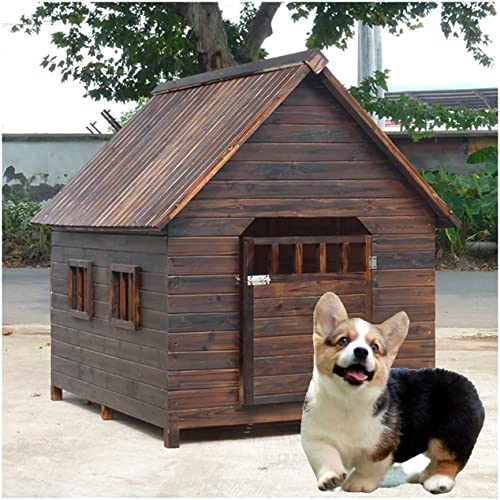 Hundehütte Outdoor-Hundehütten Holz-Hundehütten für den Außenbereich Hundekisten Hundehütten für die Außenhütte Villa für kleine mittlere große s Wetterfest, 22 x 17,8 x 18,9 Zoll von JYCCH