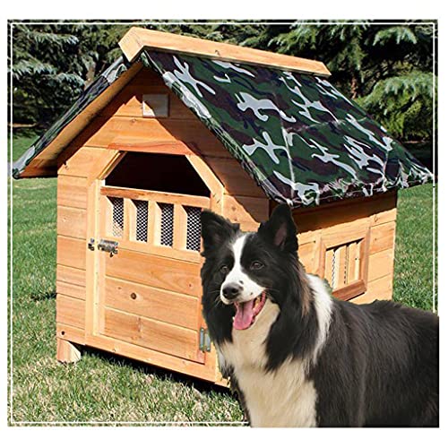 Hundehütten Für Draußen Mit Türfenstern, Wetterfestes Hundehaus Aus Holz Große Hundehütte Villa, wasserdichte Einfache Reinigung Für Haustiere,92×99×95cm (92×99×95cm) von JYCCH