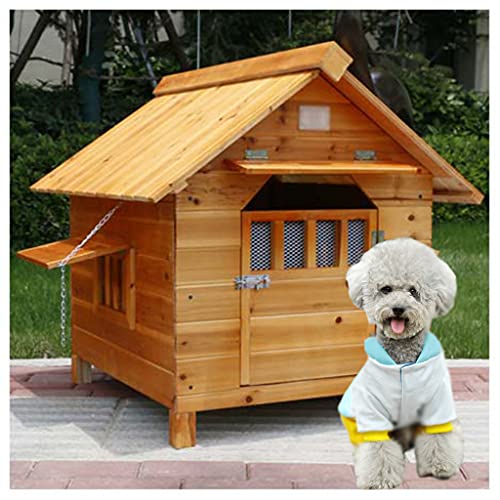 Hundehütten Für Draußen Wasserdicht, Zwinger Hundehütte Aus Holz Großes Haustierhaus Im Freien, Für Mittelgroße Hunde Wetterfest Einfache Reinigung,92×99×95cm (77×88×81cm) von JYCCH