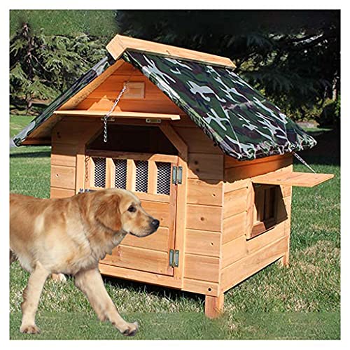 Hundehütten für den Außenbereich der Zwingervilla, Hundehütte aus Holz für den Außenbereich, wetterfest, für mittelgroße und leicht zu reinigende Haustier-Blockhütten, 92 × 99 × 95 von JYCCH