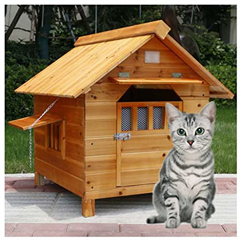 Hundehütten für draußen Holz wetterfest, Hundehütte Outdoor Hundehütten Hundekiste Villa wasserdicht, für kleine mittlere große s,45×56×48cm (45×56×48cm) von JYCCH