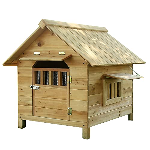 Kleine und mittelgroße Hundehütte, wetterfeste Hundehütte für drinnen und draußen mit Türzwinger, wetterfester und kältebeständiger Unterstand für Haustiere, 34,6 x 30,3 x 31,8 (27 von JYCCH