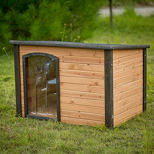 Outdoor 33-Zoll-Hundehütte, wasserdichtes großes Tierheim, Holzblockhaus für mittelgroße und kleine Haustiere, Hunde, Katzen, B (A) von JYCCH