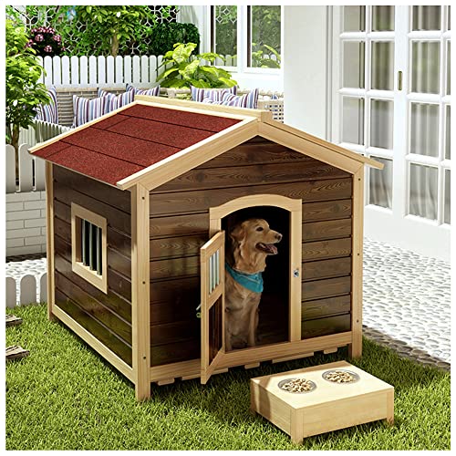 Outdoor-Hundehütte aus Holz, Outdoor-Hundehütte, Hundehütte, Hundehütte, einfach zu montieren, geeignet für kleine und mittelgroße Hunderassen,Rot,33.4x30.7x34.6 (Red 29.5x26.7x29. von JYCCH