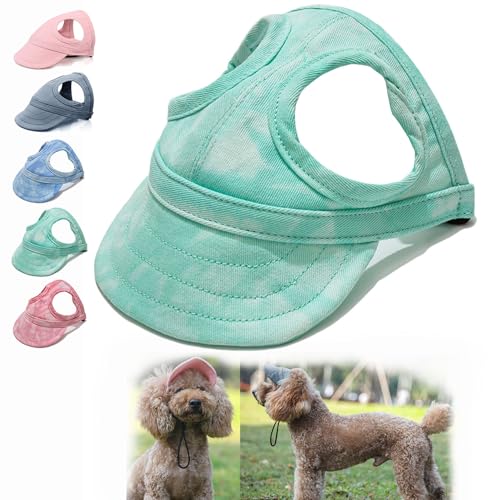 Dog Sun Hat, Hunde Sonnenhut, Hunde-Sonnenhut mit Ohrlöcher, Verstellbare Baseballmütze für Haustiere, Sonnenschutz Hundemütze für Hund, Haustier Outdoor Kappen für Kleine Hunde von JYEVERC