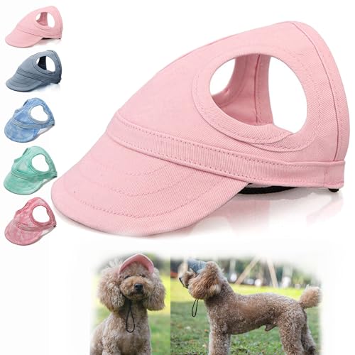 Dog Sun Hat, Hunde Sonnenhut, Hunde-Sonnenhut mit Ohrlöcher, Verstellbare Baseballmütze für Haustiere, Sonnenschutz Hundemütze für Hund, Haustier Outdoor Kappen für Kleine Hunde von JYEVERC